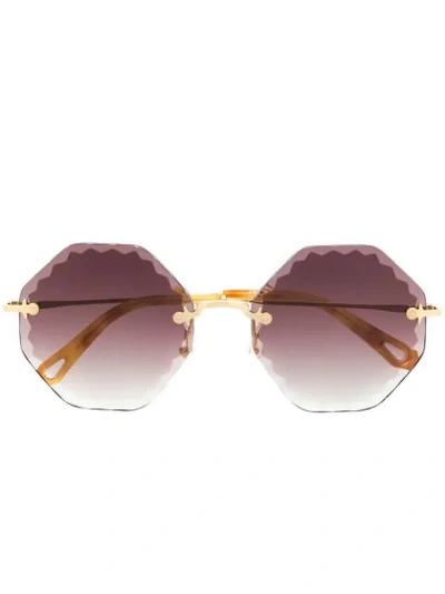 Shop Chloé 'rosie' Sonnenbrille In Gold