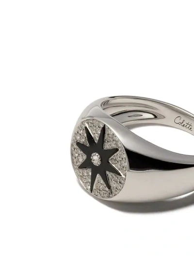 Shop Colette 18kt White Gold Diamond Star Signet Ring