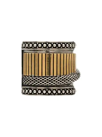 Shop Alexander Mcqueen Engraved Tube Ring In Metallic