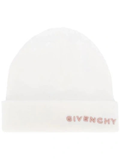 Shop Givenchy Logo Beanie In White