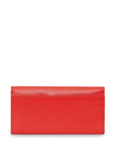 Shop Burberry Monogram Continental Wallet In Red