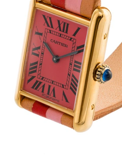 Shop La Californienne Fraise Peony Varsity Cartier Tank Large Watch - C410 Fraise Peony