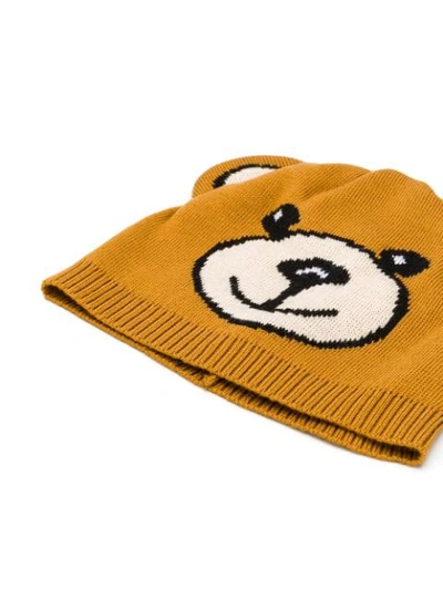 Shop Moschino Teddy Bear Beanie In Brown