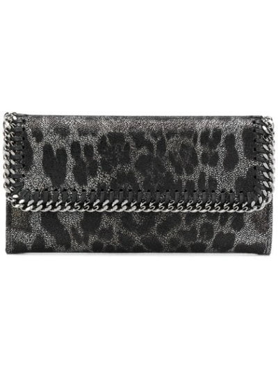 Shop Stella Mccartney Leopard Falabella Wallet - Black