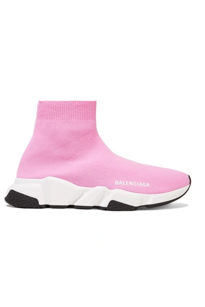 Shop Balenciaga Speed Stretch-knit High-top Sneakers In Pink