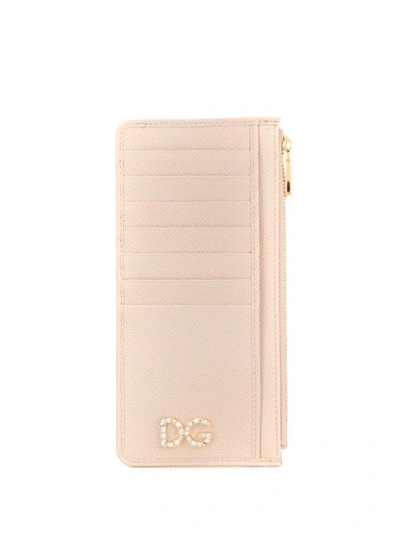 Shop Dolce & Gabbana Dg Embellished Logo Plaque Cardholder In Brown