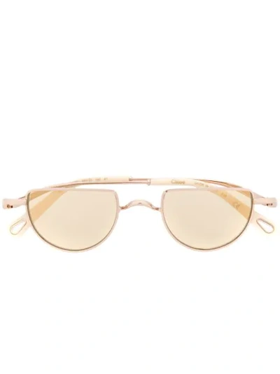 Shop Chloé Ayla Half-moon Frame Sunglasses In Gold