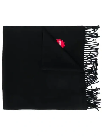Shop Dsquared2 Embroidered Logo Scarf In Black