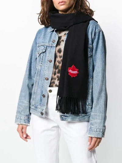 Shop Dsquared2 Embroidered Logo Scarf In Black