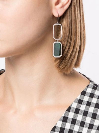 Shop Julia Davidian Malachite Drop Earrings In Silver