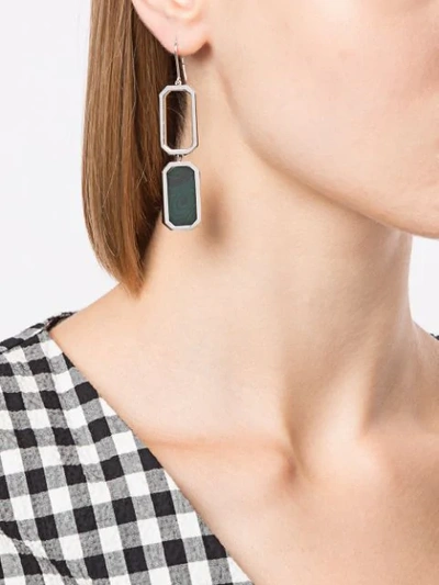 Shop Julia Davidian Malachite Drop Earrings In Silver