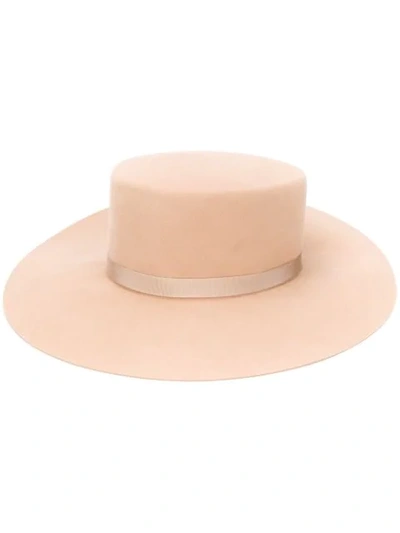 Shop Alberta Ferretti Wide Brim Hat In Neutrals