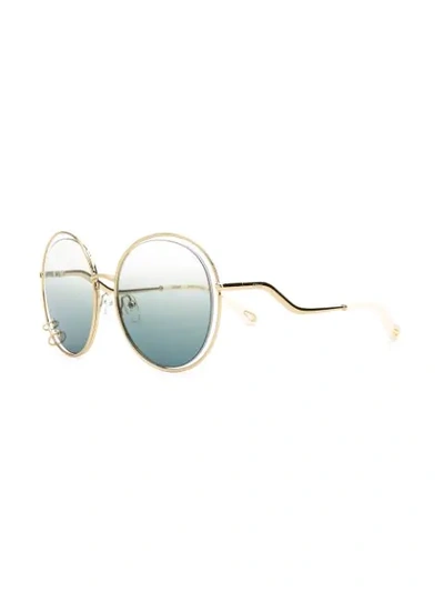 Shop Chloé Carlina Round-frame Sunglasses In Gold