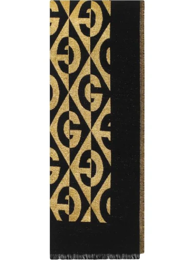 Shop Gucci G Rhombus Print Scarf In Black