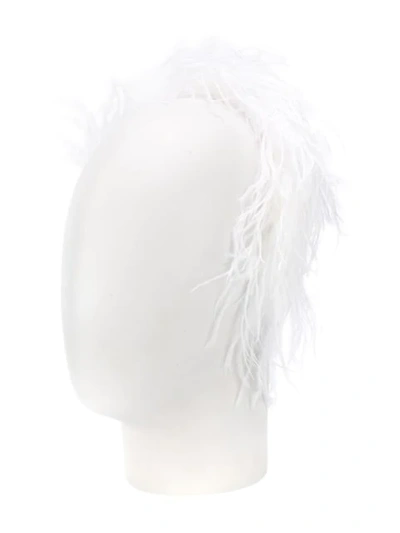 Shop Alessandra Rich Feather Headband In White