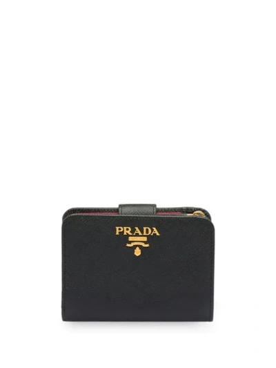 Shop Prada Saffiano Leather Bi-fold Wallet In Black