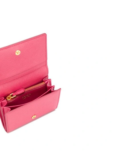 Shop Prada Logo Appliqué Wallet In Pink