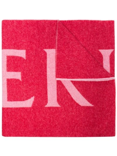 Shop Moncler Logo Knitted Scarf In Pink