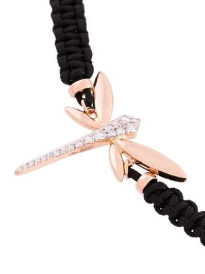 Shop Anapsara 18kt Rose Gold Dragonfly Diamond Rope Bracelet In Black