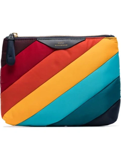 Shop Anya Hindmarch Multicoloured Striped Nylon Pouch