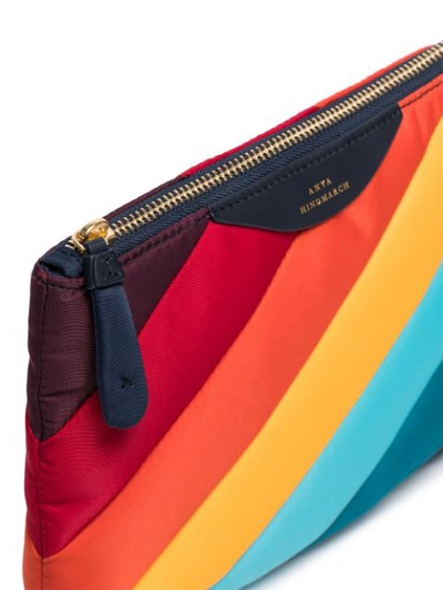 Shop Anya Hindmarch Multicoloured Striped Nylon Pouch