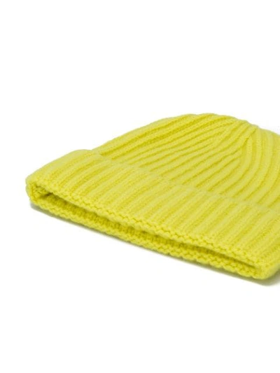 Shop Pringle Of Scotland Ribbed Beanie In Yellow