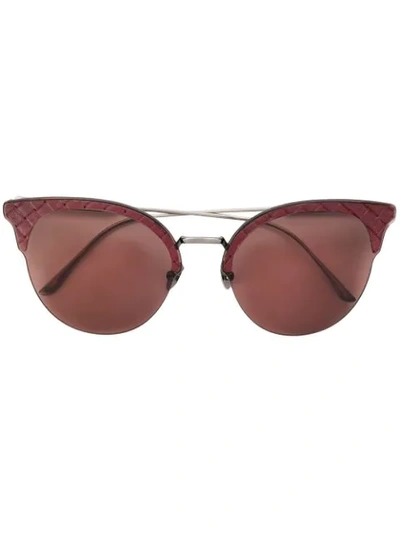 Shop Bottega Veneta Circle Tinted Sunglasses In Red