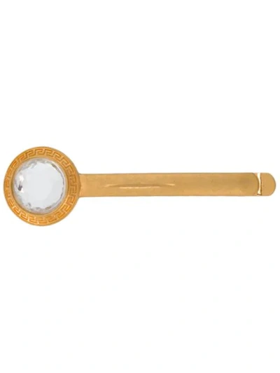 Shop Versace Greek Key Hair Pin In Gold