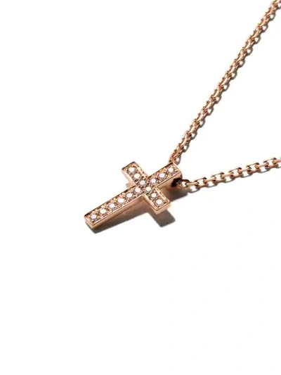 Shop As29 18kt 'mini Charm Cross' Rotgoldhalskette Mit Diamanten In Gold