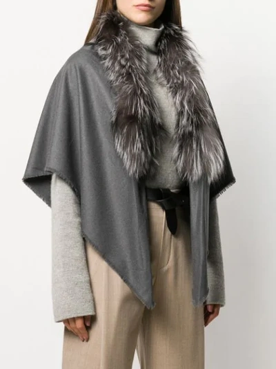 Shop Agnona Fur Cape Scarf In Grey