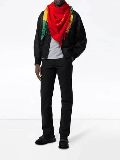 Shop Burberry The  Bandana In Logo Detail Wool Cashmere In Red