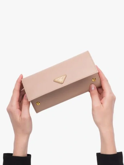 Prada Saffiano Logo Wallet In Pink
