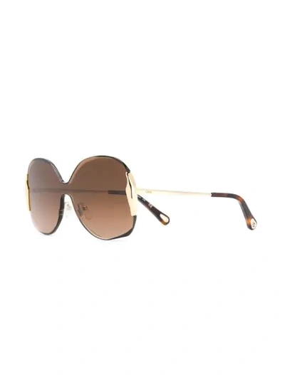 Shop Chloé Curtis Square-frame Sunglasses In Gold