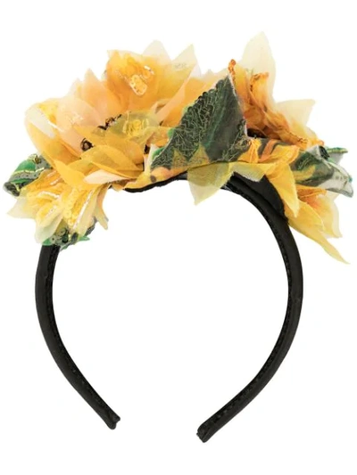 Shop Dolce & Gabbana Haarreif Mit Blumenmuster In Yellow