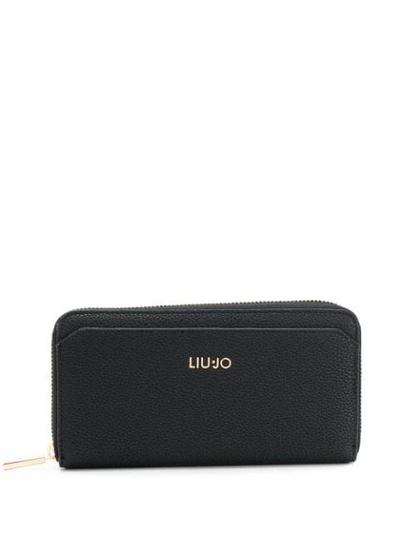 Shop Liu •jo Logo Continental Wallet In Black