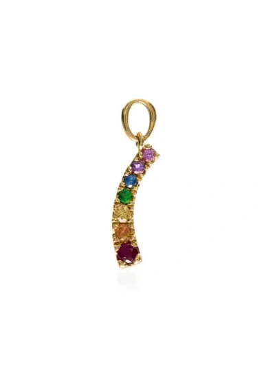 Shop Loquet 18kt Gold Rainbow Gemstone Charm In Multicoloured