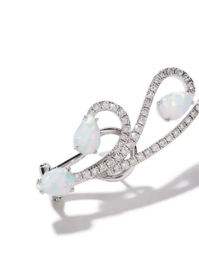 Shop As29 18kt White Gold Lucy Diamond And Opal Earrings In Silver