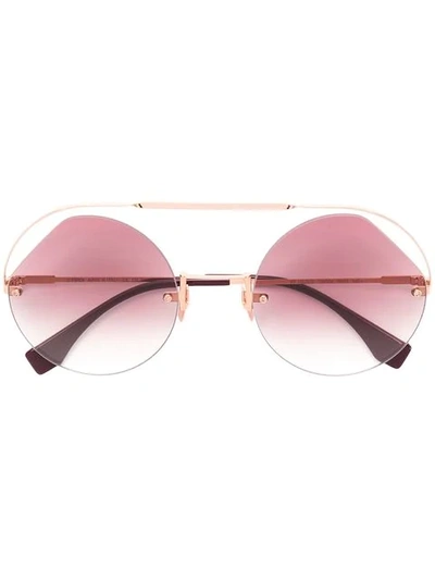 Shop Fendi Ribbons & Crystals Sunglasses In 金色