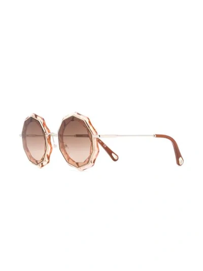 Shop Chloé Rosie Round-frame Sunglasses In Brown