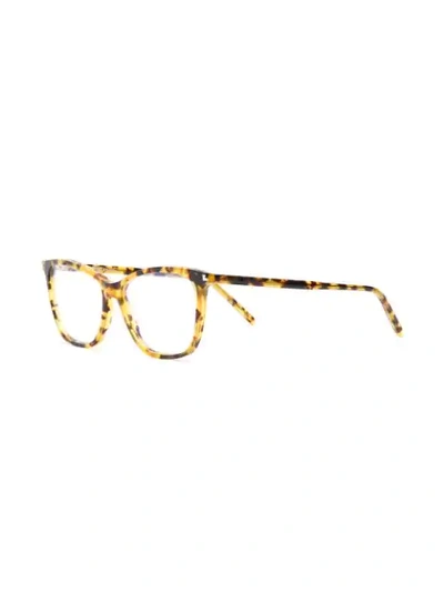 Shop Saint Laurent Square Frame Glasses In Brown