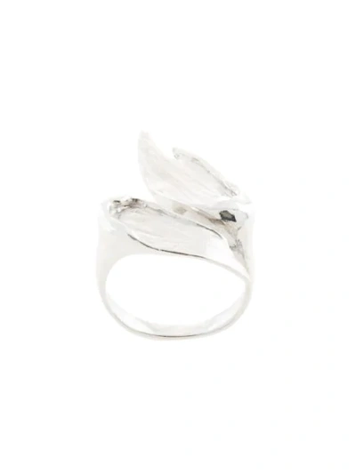 Shop Fjord Brushed-effect Dual Ring In Silver