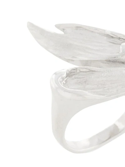 Shop Fjord Brushed-effect Dual Ring In Silver