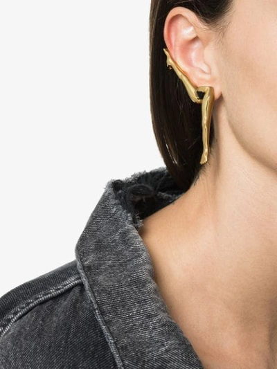Shop Anissa Kermiche Gold Plated Yes We Can Silver Onyx Earring