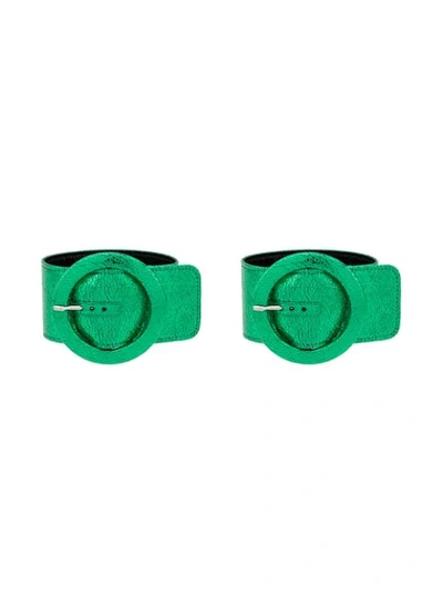 Shop Attico Circle Buckled Bracelet In Green