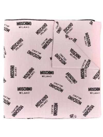 Shop Moschino Milano Logo Intarsia Scarf In Pink