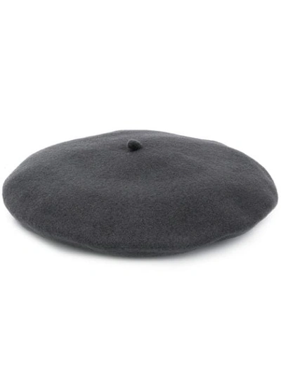 Shop Celine Knitted Beret Hat In Grey