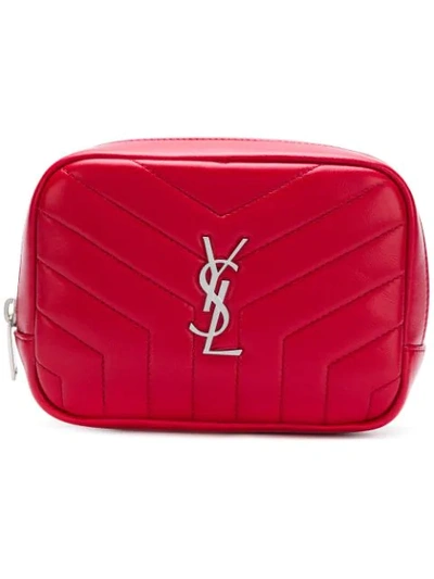 Shop Saint Laurent Loulou Monogram Square Cosmetics Case In Red
