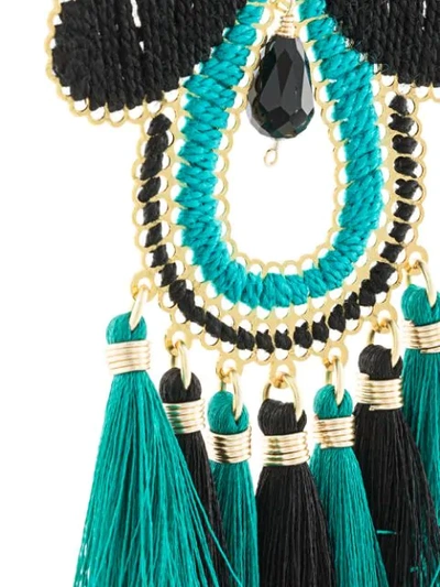 Shop Mercedes Salazar Woven Tassel Drop Earrings In Blue