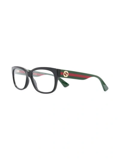 Shop Gucci Rectangular Frame Glasses In Black