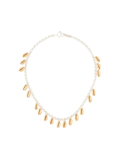 Shop Isabel Marant Shell Charm Short Necklace In Silver